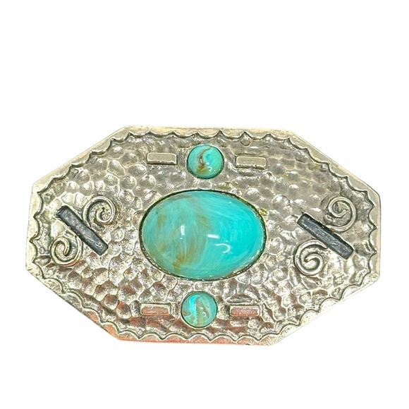 Vintage Faux Costume Native Southwestern Style Brooch & Clip Earrings - Picture 2 of 7